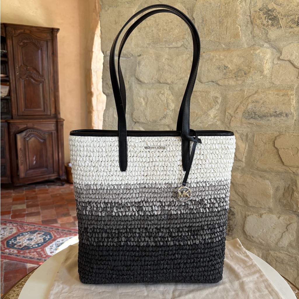 Michael Kors Black, Gray, And White Tote